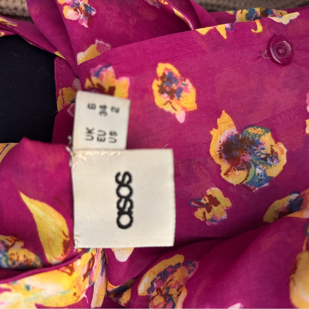 ASOS Pink Ruffled Short Sleeve Blouse - Picture 3 of 3